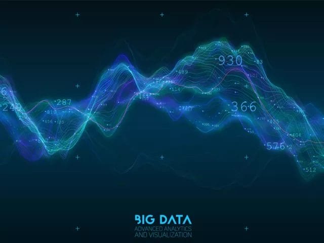 Big data blue wave visualization Futuristic infographic Information aesthetic design Visual data complexity Complex business chart analytics Social network representation Abstract data graph