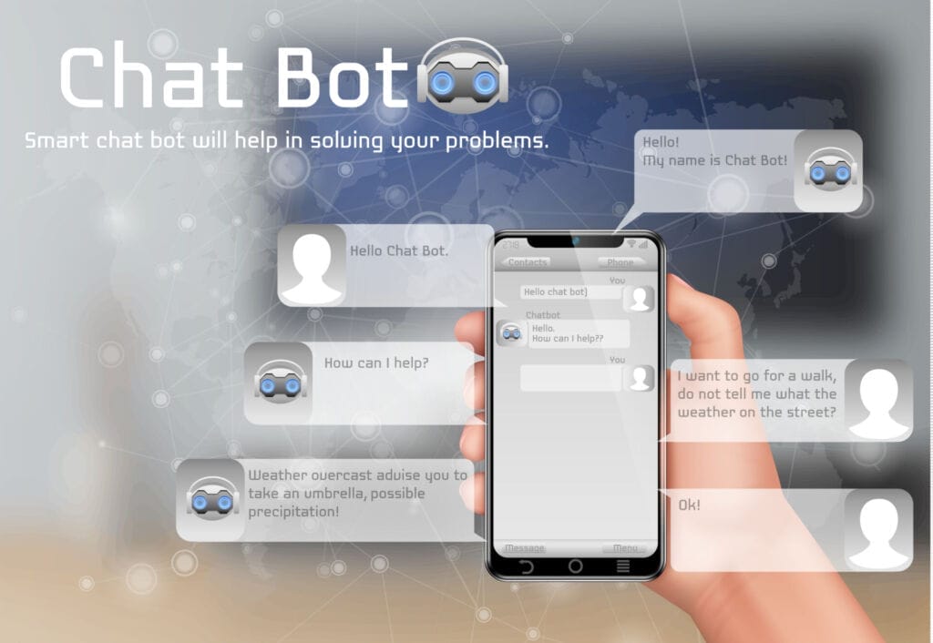 Online smart chatbot vector concept background Psycray chat ai