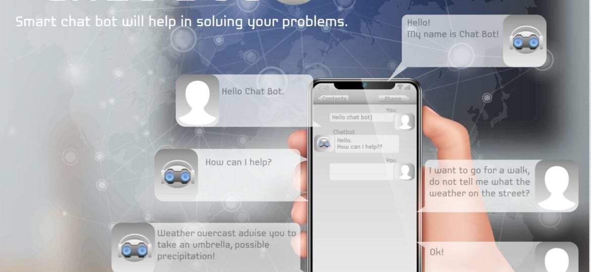 Online smart chatbot vector concept background