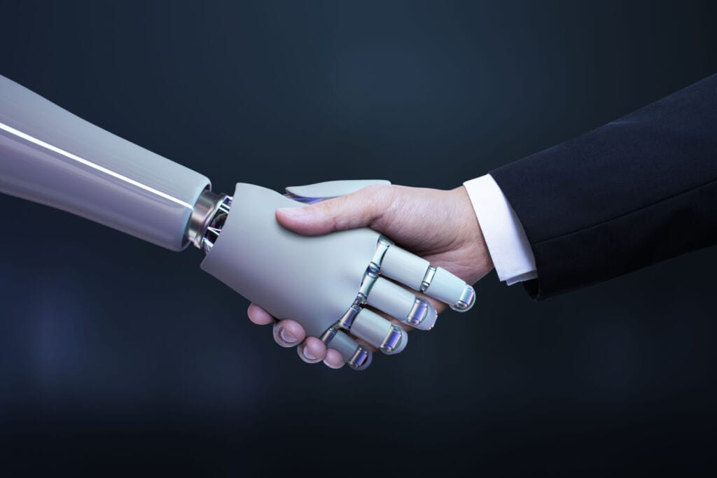 Business hand robot handshake artificial intelligence digital t Psycray