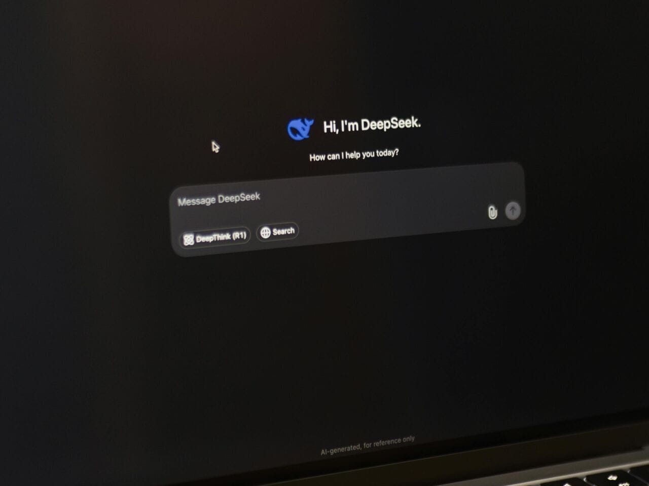 DeepSeek search engine on a computer screen.