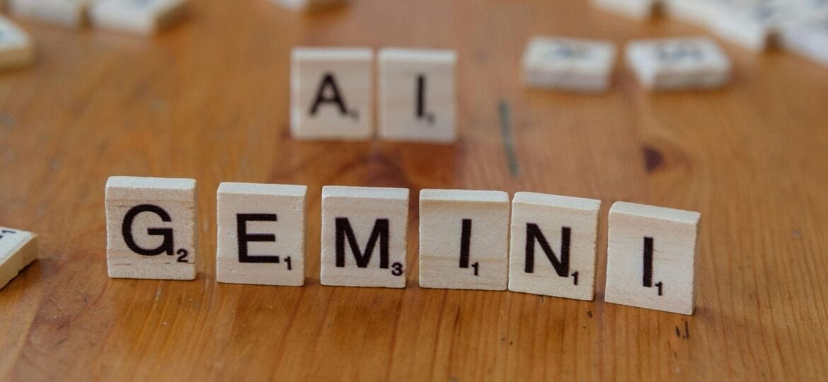AI Gemini is spelled with letter blocks.