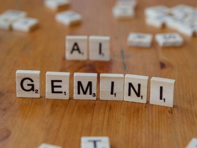 AI Gemini is spelled with letter blocks.